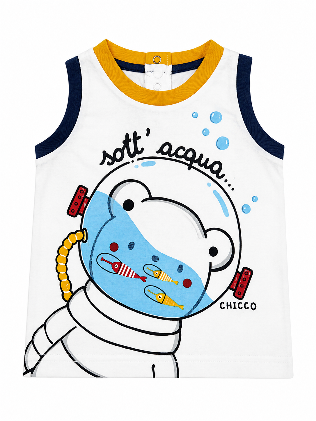 Baby Underwater Bear Print Sleeveless Top – White