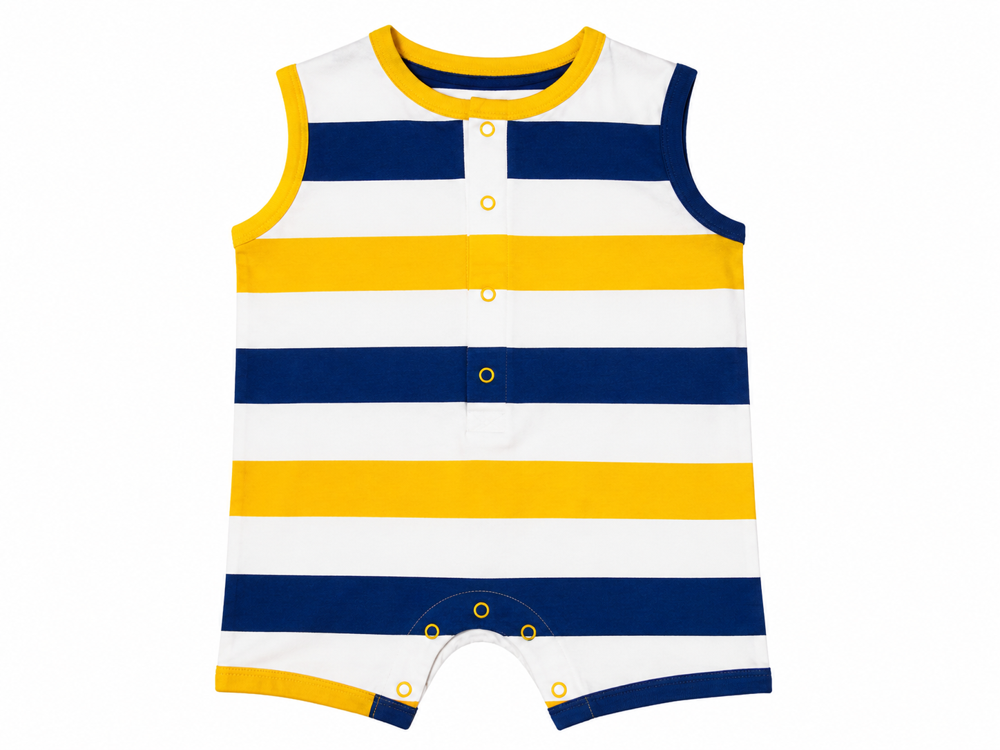 Baby Boys Underwater Rocket Print Sleeveless Romper – Navy Blue & Yellow