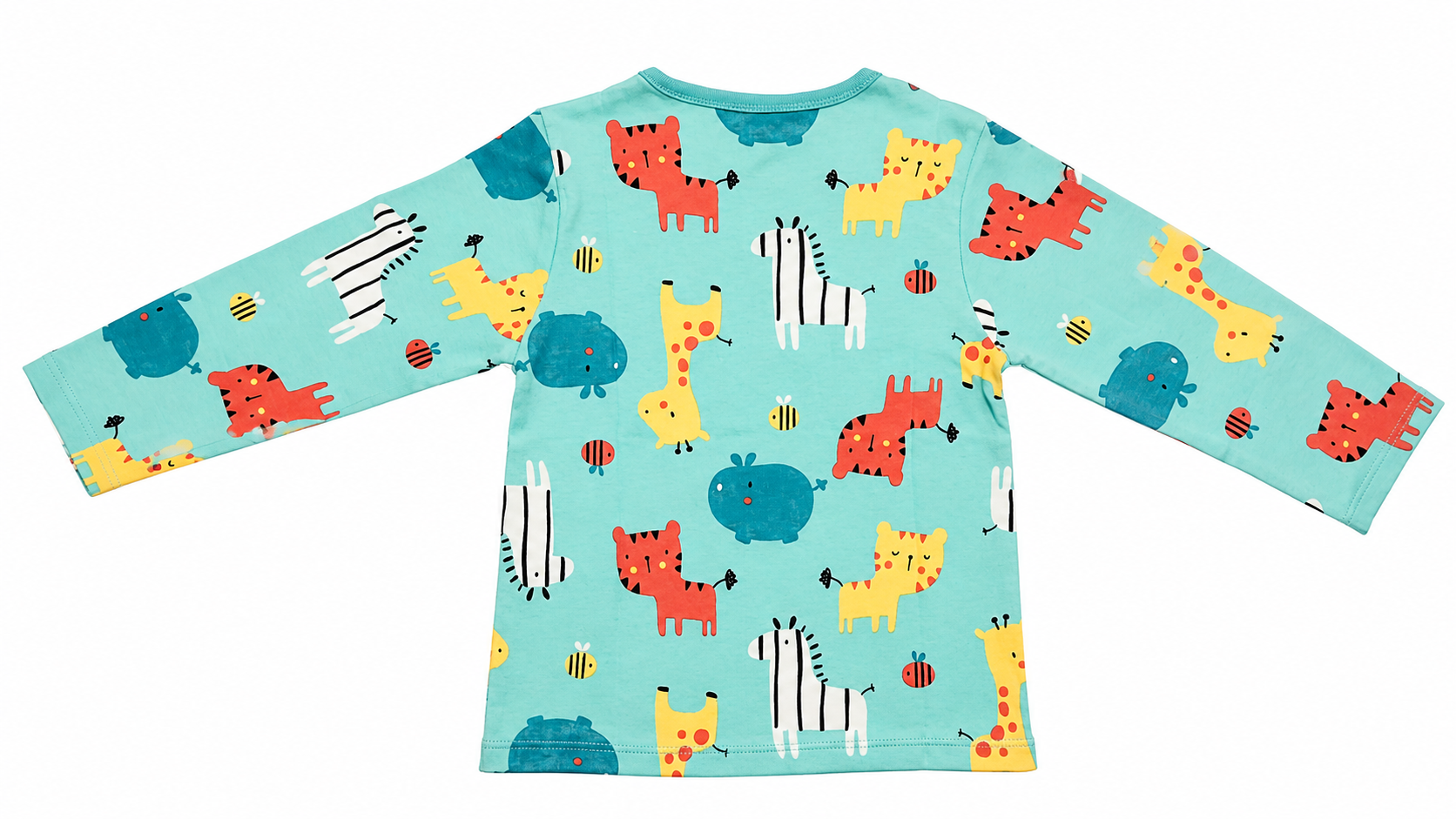 Kids Animal Print Full Sleeve T-Shirt – Aqua Blue