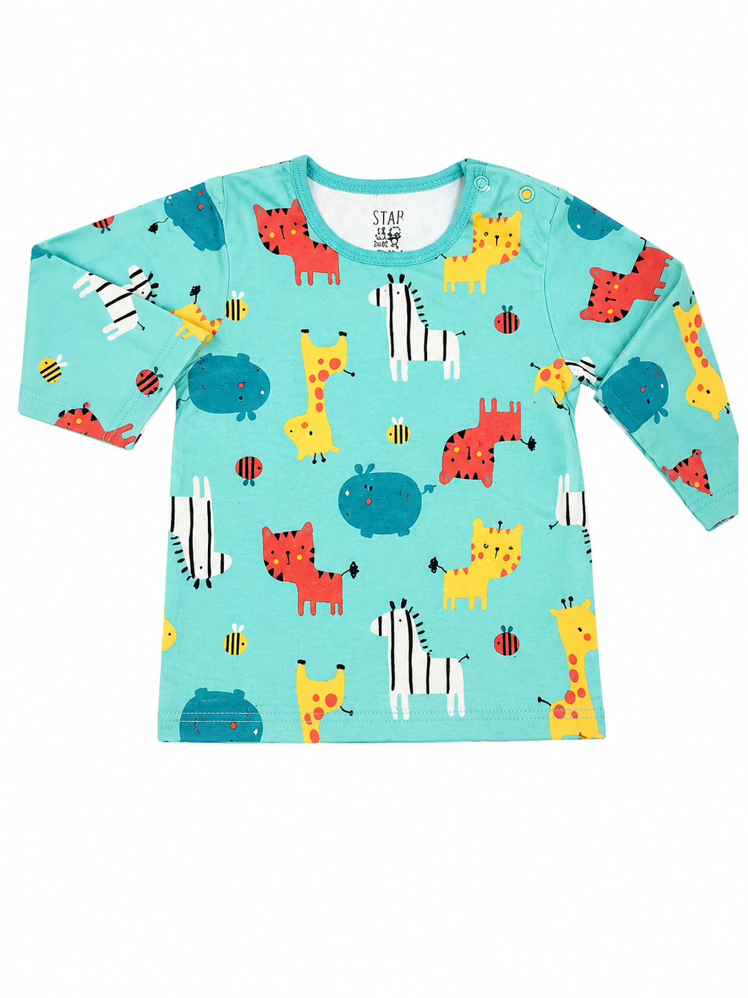 Kids Animal Print Full Sleeve T-Shirt – Aqua Blue